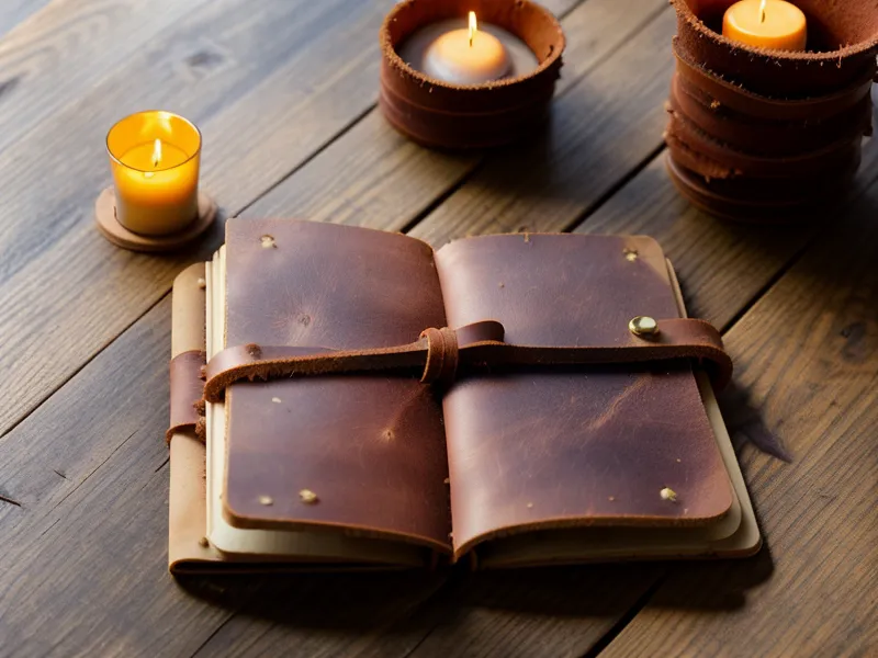 Libreta de cuero gastada con notas manuscritas sobre sanación ancestral y tradición mexicana
