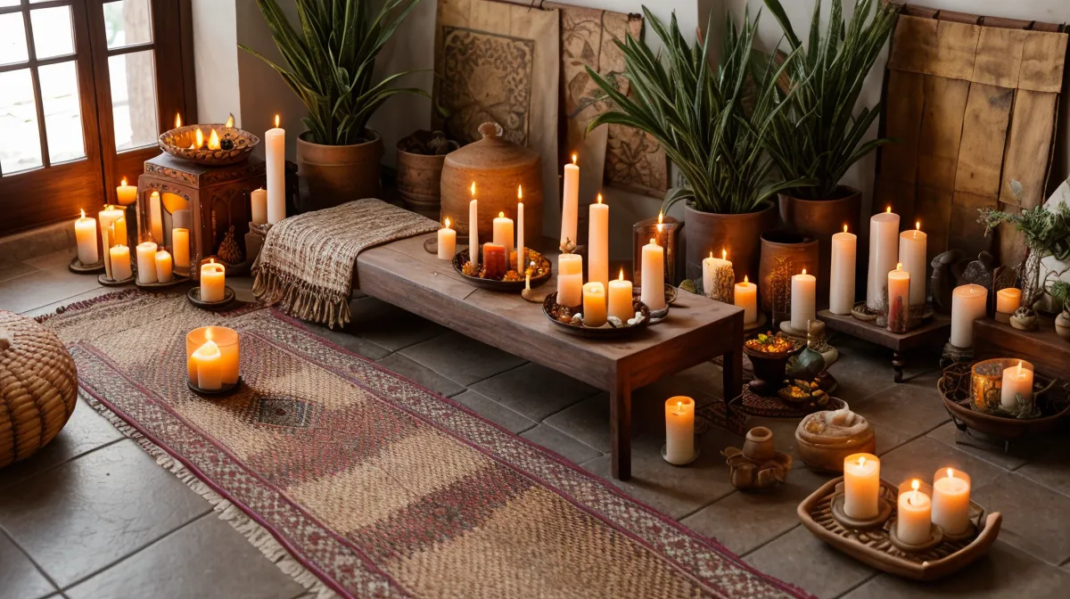 Altar con copal encendido como punto de partida para recuperar fuerza y energía interior tras el agotamiento emocional