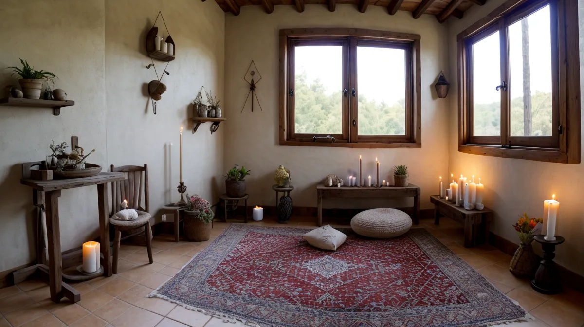 Llama Trina o sanación ancestral: altar con veladora encendida y libreta abierta, comparando ambos caminos de sanación energética