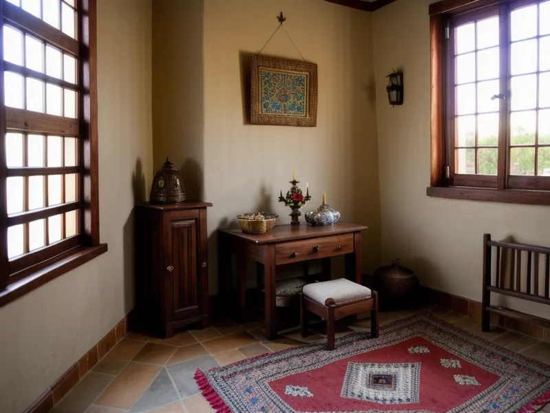 Espacio de bienestar espiritual en calma bajo la luz rosada del atardecer