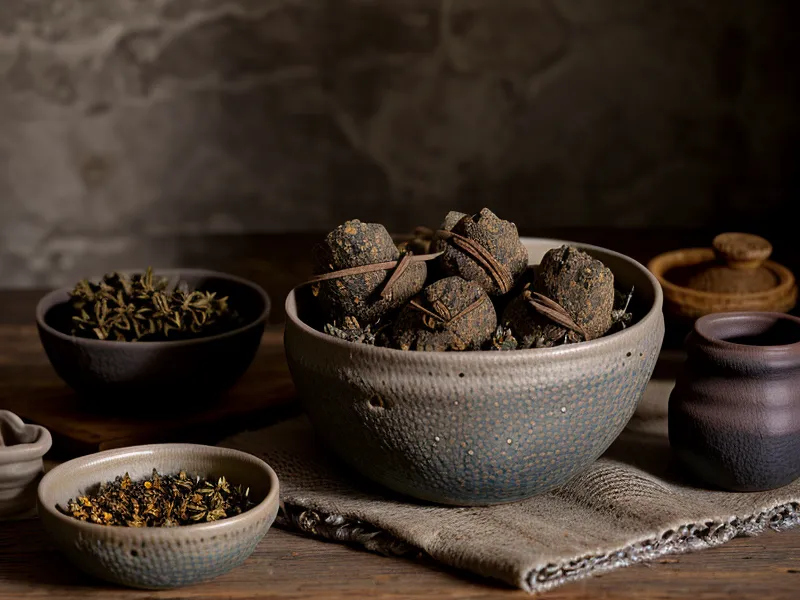 Resina de copal y hierbas secas preparadas para un ritual de sanación ancestral y duelo